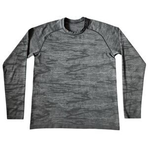 Lululemon Mesh Metal Long Sleeve T-Shirt Vent Tech Gray Camo Mens Athletic